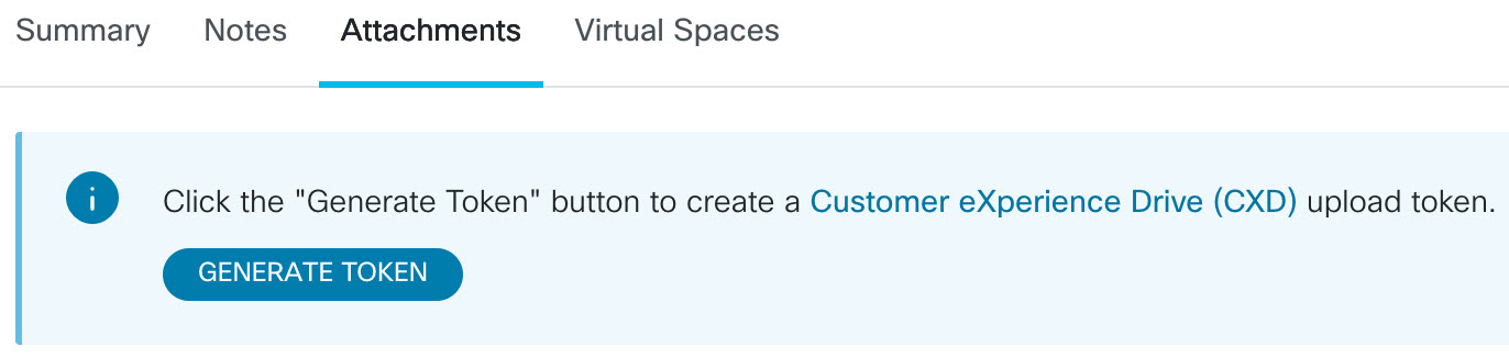 The file upload token generated in the Attachments section of the Support Case Manager